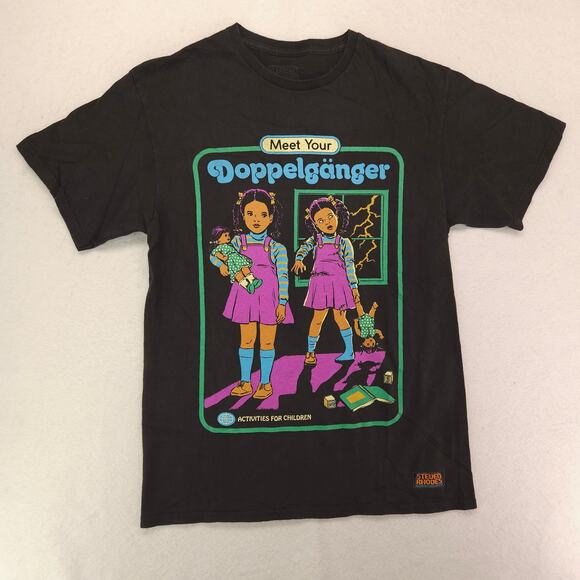 Steven Rhodes Meet Your Doppelganger Crew Neck Shirt Mens Size Medium M Black - Picture 2 of 10